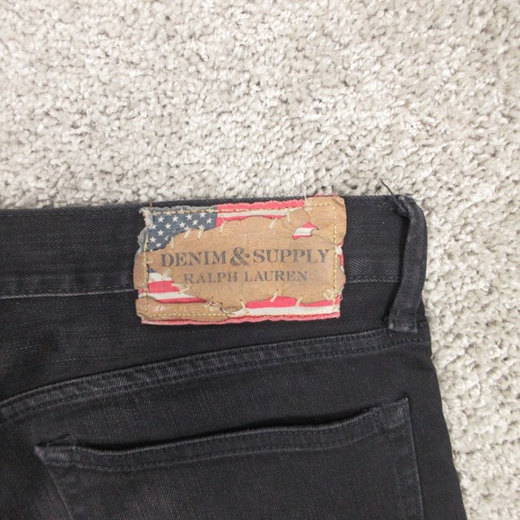 Denim & Supply Ralph Lauren Jeans Mens 33x30 Black Low Skinny Faded Denim Pants - Picture 8 of 9